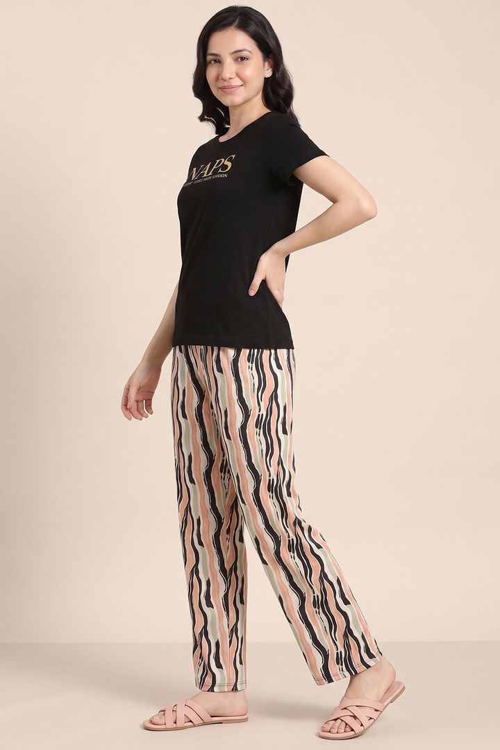 Zivame Naps Buttersoft Knit Poly Pyjama Set - Black Beauty — image 3